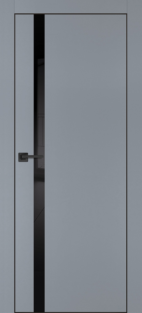 Фото Межкомнатная дверь PX-8  черная кромка с 4-х ст. Серый матовый