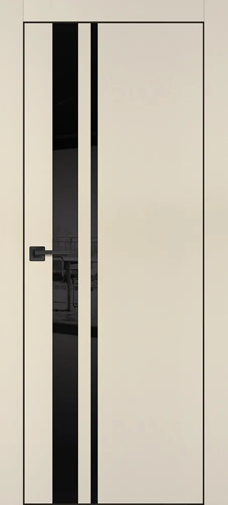 Фото Межкомнатная дверь PX-16 черная кромка с 4-х ст. Бежевый матовый